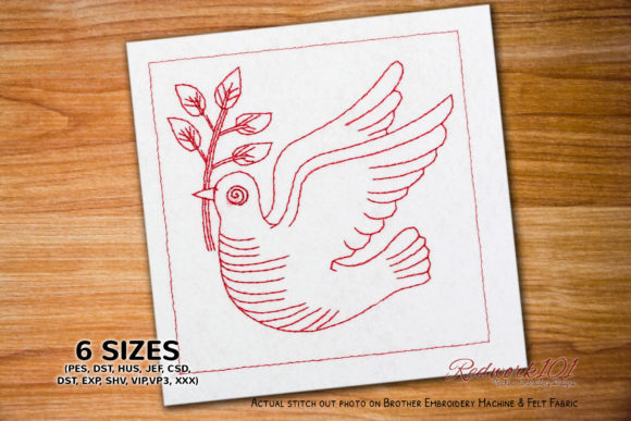 Christian Symbol Dove Redwork: Seasonal Design Review
